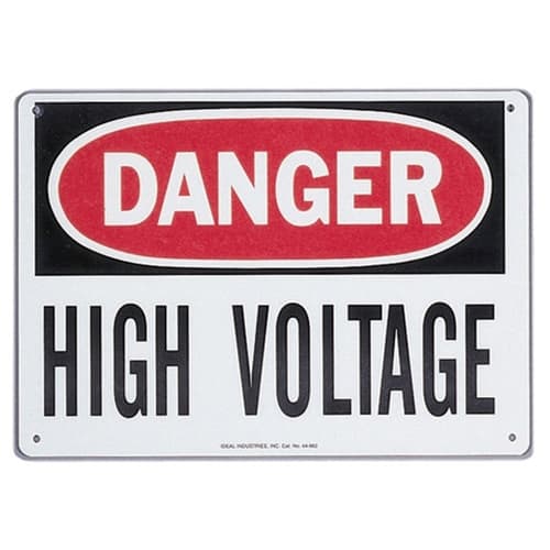IDEAL 44-863 Safety Sign - DANGER HIGH VOLTAGE, Self-Sticking Polyester, 7 x 10 in. - Mactool Shop