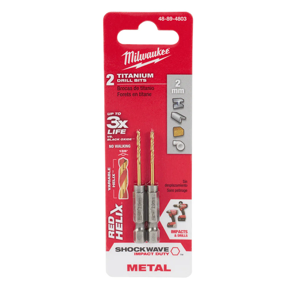 Milwaukee 48-89-4803 2mm Metric Titanium SHOCKWAVE™ Red Helix Bit - Mactool Shop
