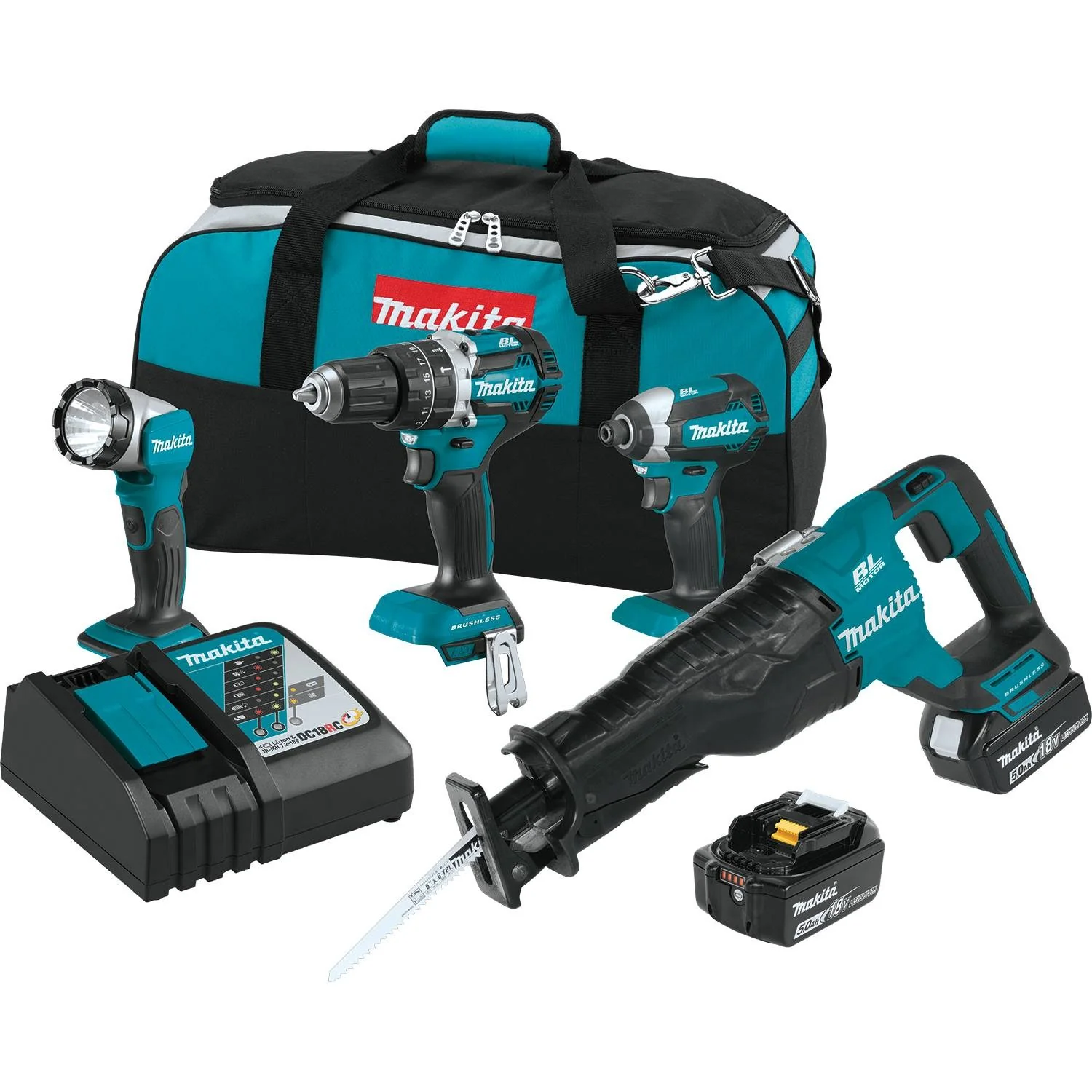 Makita XT447T 18V LXT Li-Ion Brushless Cordless 4 Piece Combo Kit - Mactool Shop