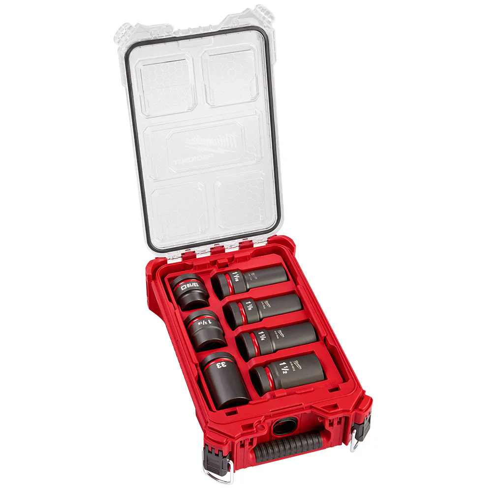 Milwaukee 49-66-7840 SHOCKWAVE Impact Duty 1” Drive 7PC MM & SAE Wheel Service Socket PACKOUT Set - Mactool Shop