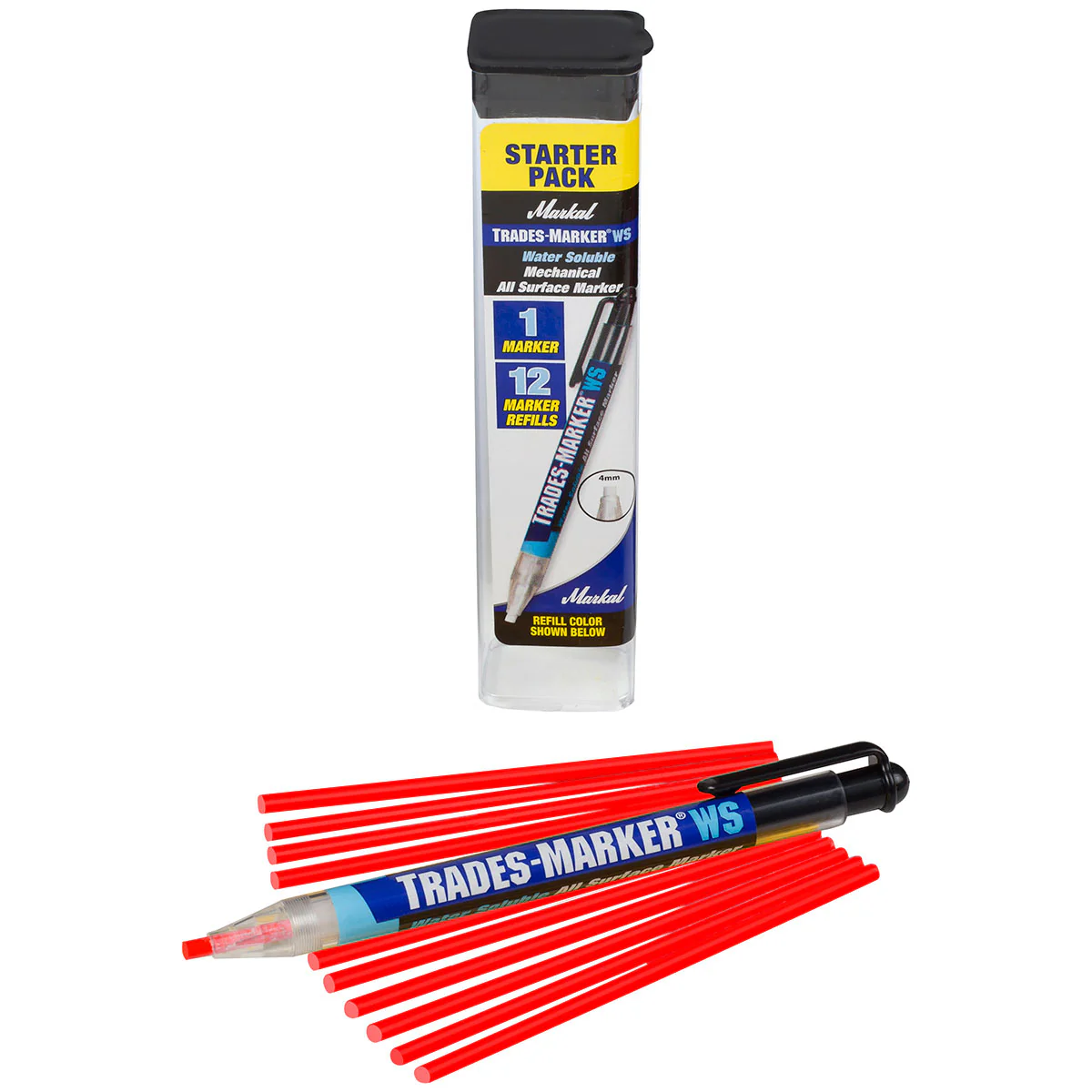 Markal 96193 Trades-Marker WS, 1 Holder/12 Refills, Red, 6 Pack - Mactool Shop