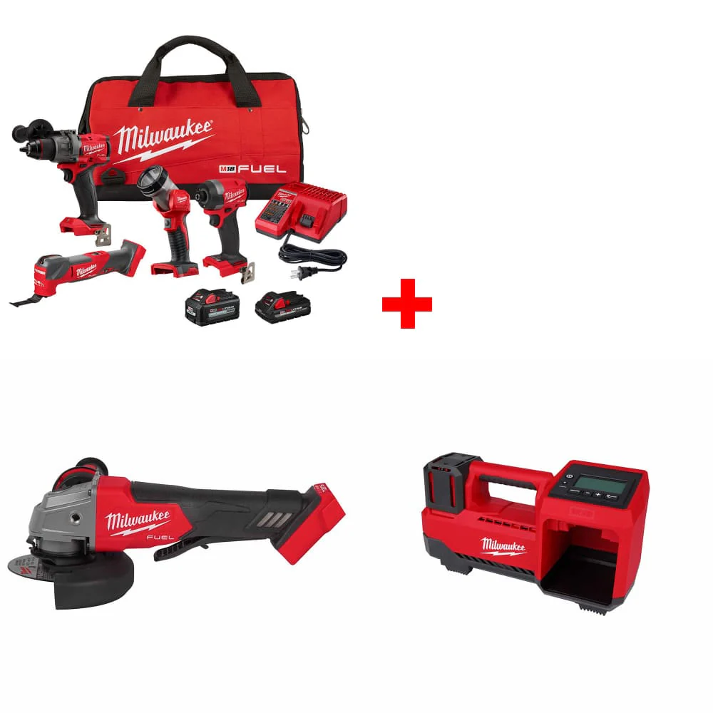 Milwaukee 3698-24MT M18 4-Tool Combo Kit w/ FREE 2880-20 M18 Grinder & Inflator - Mactool Shop