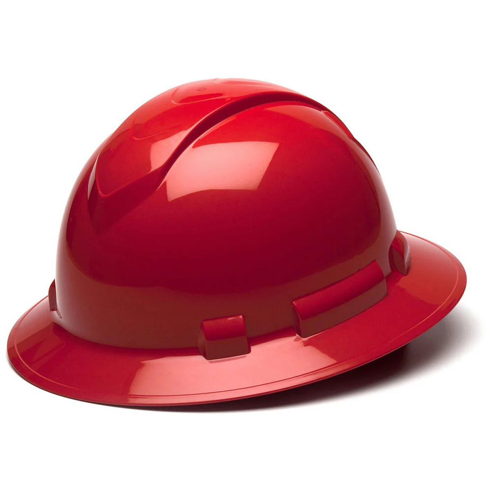 Pyramex HP54120 Hard Hat - Red-Ridgeline Full Brim 4 Pt Ratchet Suspension - Mactool Shop