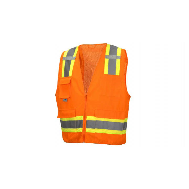 Pyramex RVZ2420SEL Safety Vest - Hi-Vis Orange - Self-Extinguishing - Large - Mactool Shop