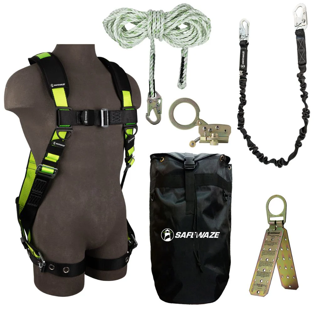 Safewaze 019-3015 PRO Bag Roof Kit: FS185-L/XL Harness, FS700-50 VLL, FS1120 Grab, FS88580 Lanyard, FS870 Anchor, FS8185 Bag, L/XL - Mactool Shop