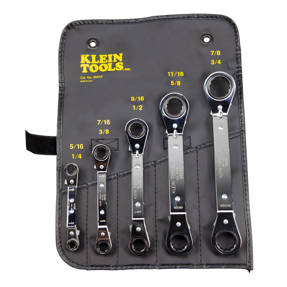 Klein 68245 Reversible Ratcheting Box Wrench Set, 5-Piece - Mactool Shop