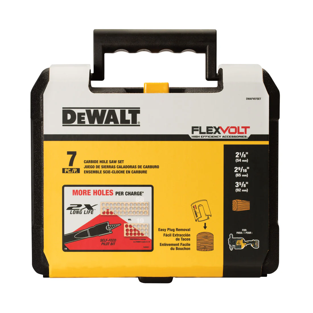 DeWalt DWAFV07SET Carbide Wood Drilling Hole Saw Kit (2-1/8