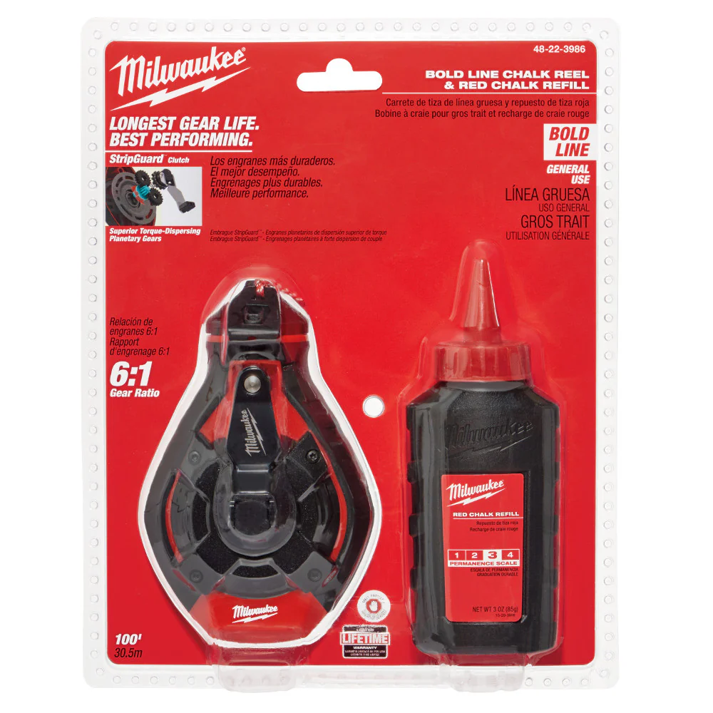 Milwaukee 48-22-3986 100' BOLD LINE CHALK N REEL W RED - Mactool Shop