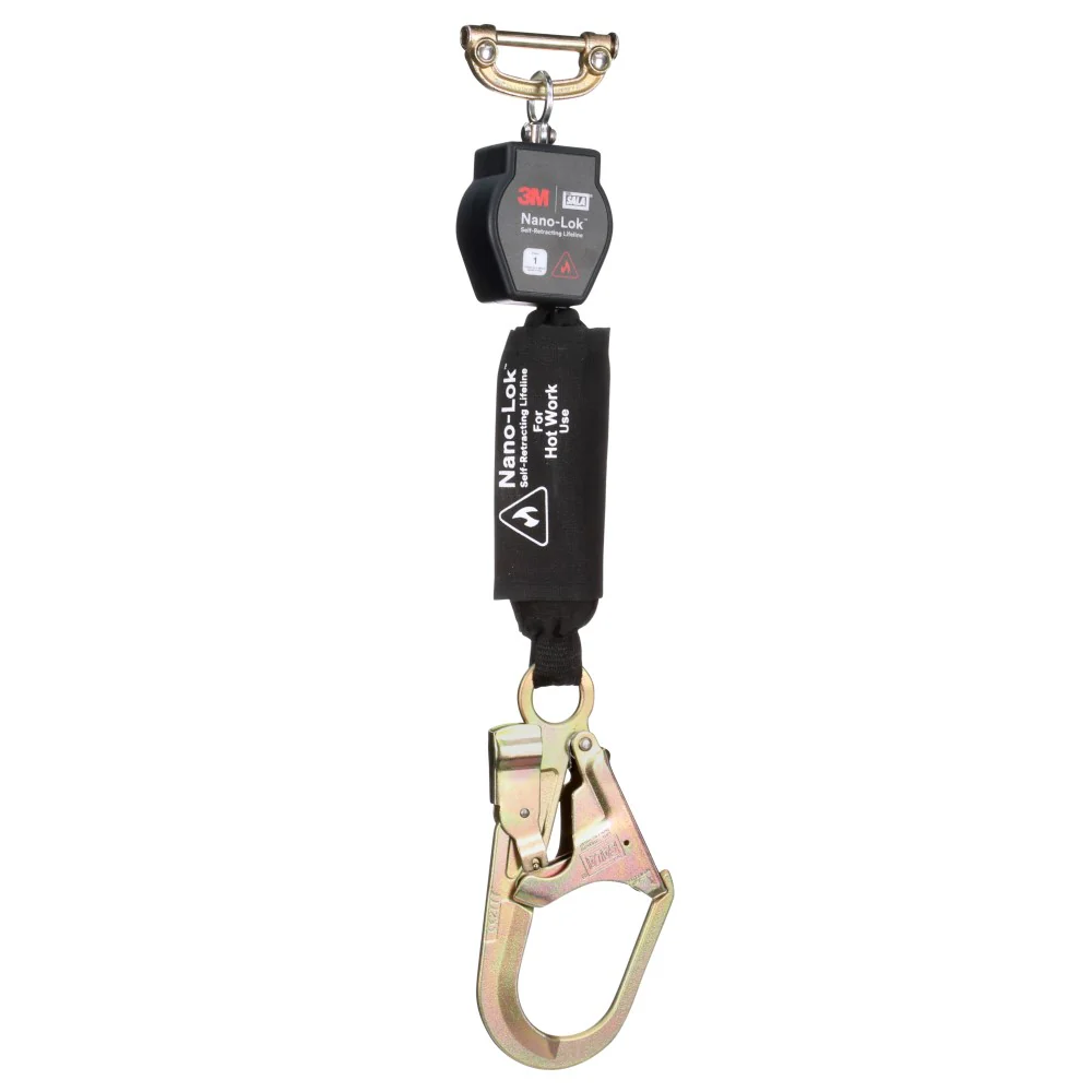 DBI Sala 3100557 Nano-Lok Hot Work Self-Retracting Lifeline with Quick Connect, Web, Steel Rebar Hook, 6' - Mactool Shop