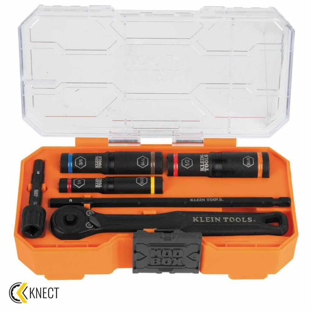 Klein Tools 65238 KNECT Essential Deep-Well Heavy-Duty Flip Socket Set, SAE 3-Piece - Mactool Shop