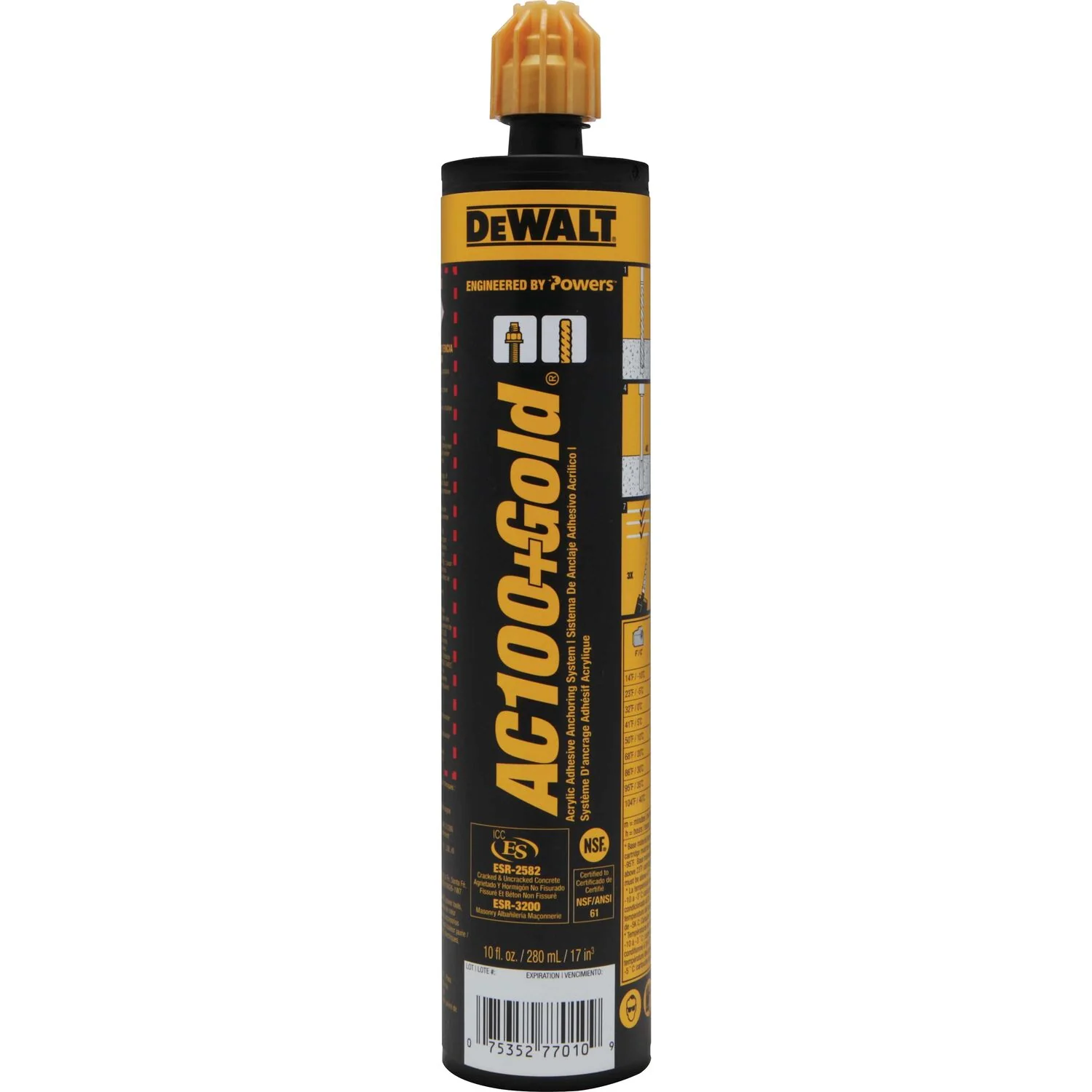 DeWalt 8478SD-PWR AC100+GOLD Vinylester Injection Adhesive Anchor System 10oz - Mactool Shop