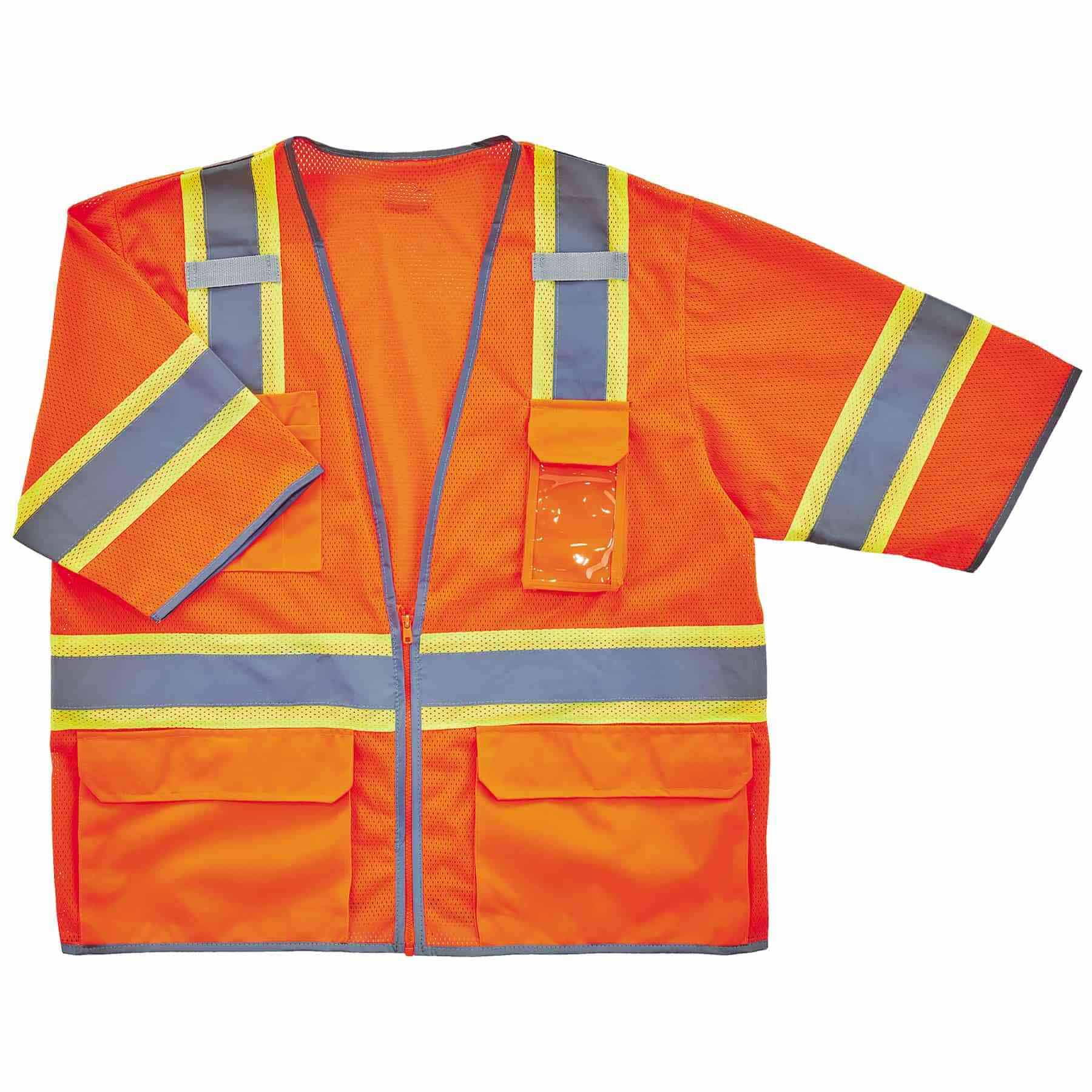 Ergodyne 24153 8346Z S/M Orange Class 3 Two-Tone Hi-Vis Surveyor Vest - Zipper - Mactool Shop