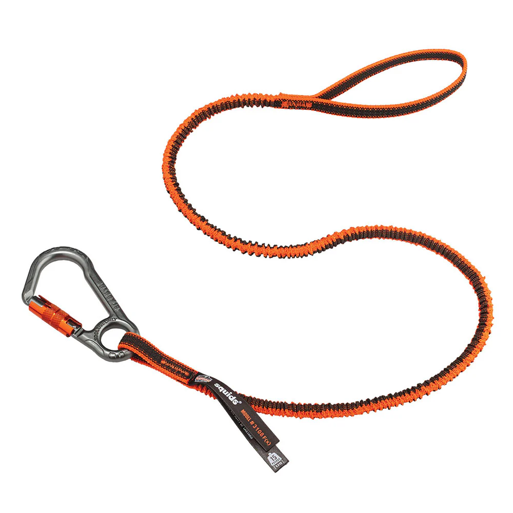 Ergodyne 19808 Squids 3108F(x) Tool Lanyard Single Locking Carabiner - 15lbs, Orange - Mactool Shop