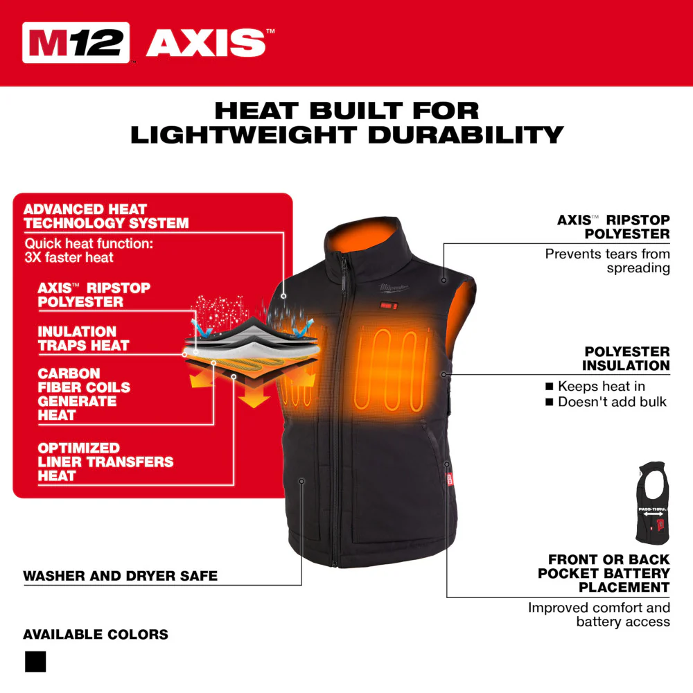 Milwaukee 334B-20 M12 Women's Heated AXIS Vest Black (Vest Only) - Mactool Shop