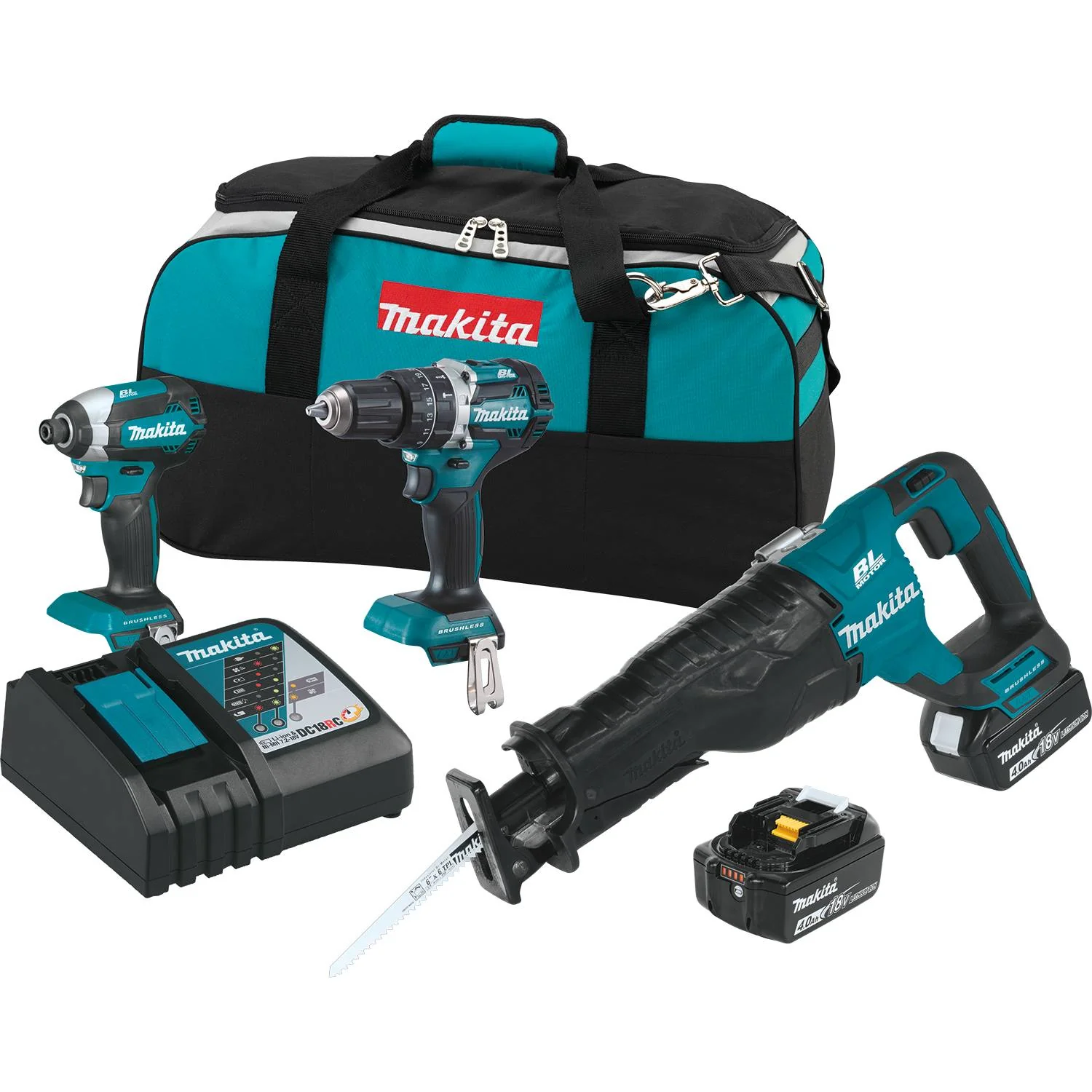 Makita XT328M 18 Volt LXT Lithium-Ion Brushless Cordless 3 Tool Combo Kit - Mactool Shop
