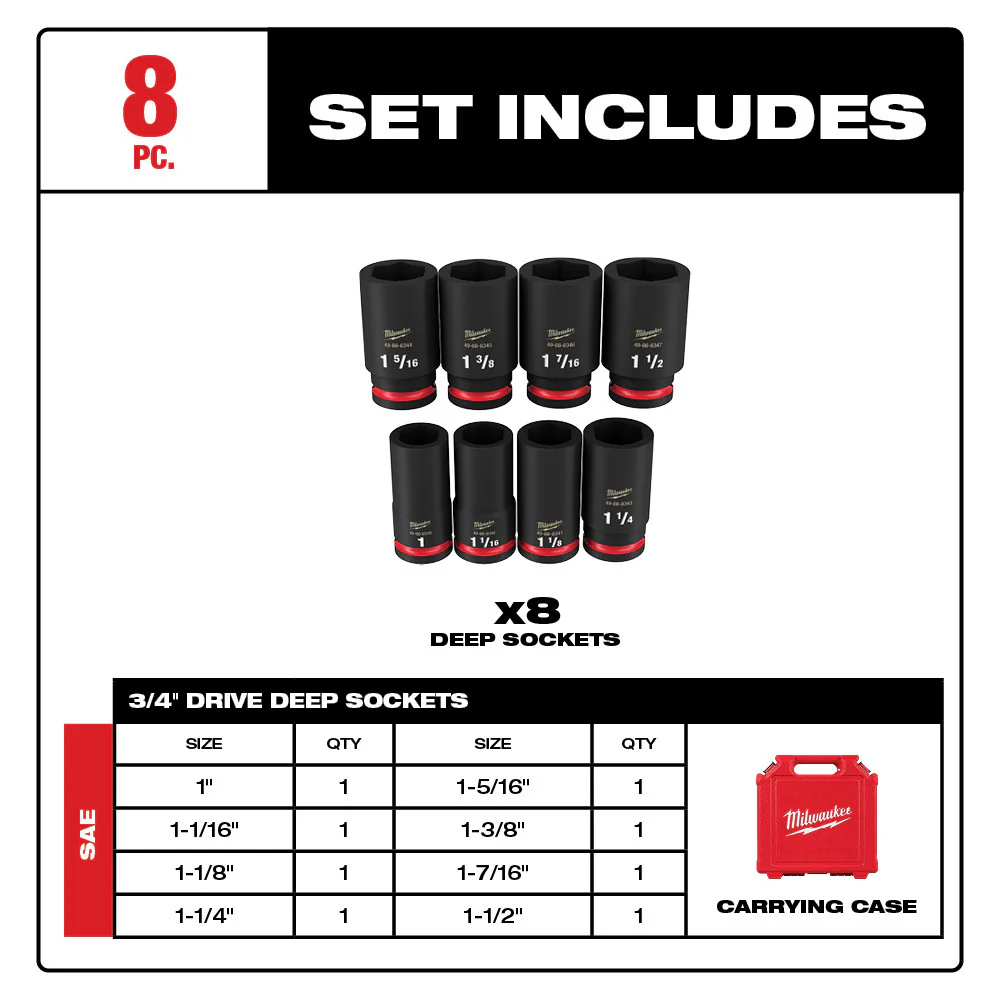 Milwaukee 49-66-7018 8PCSHOCKWAVE Impact Duty™ 3/4