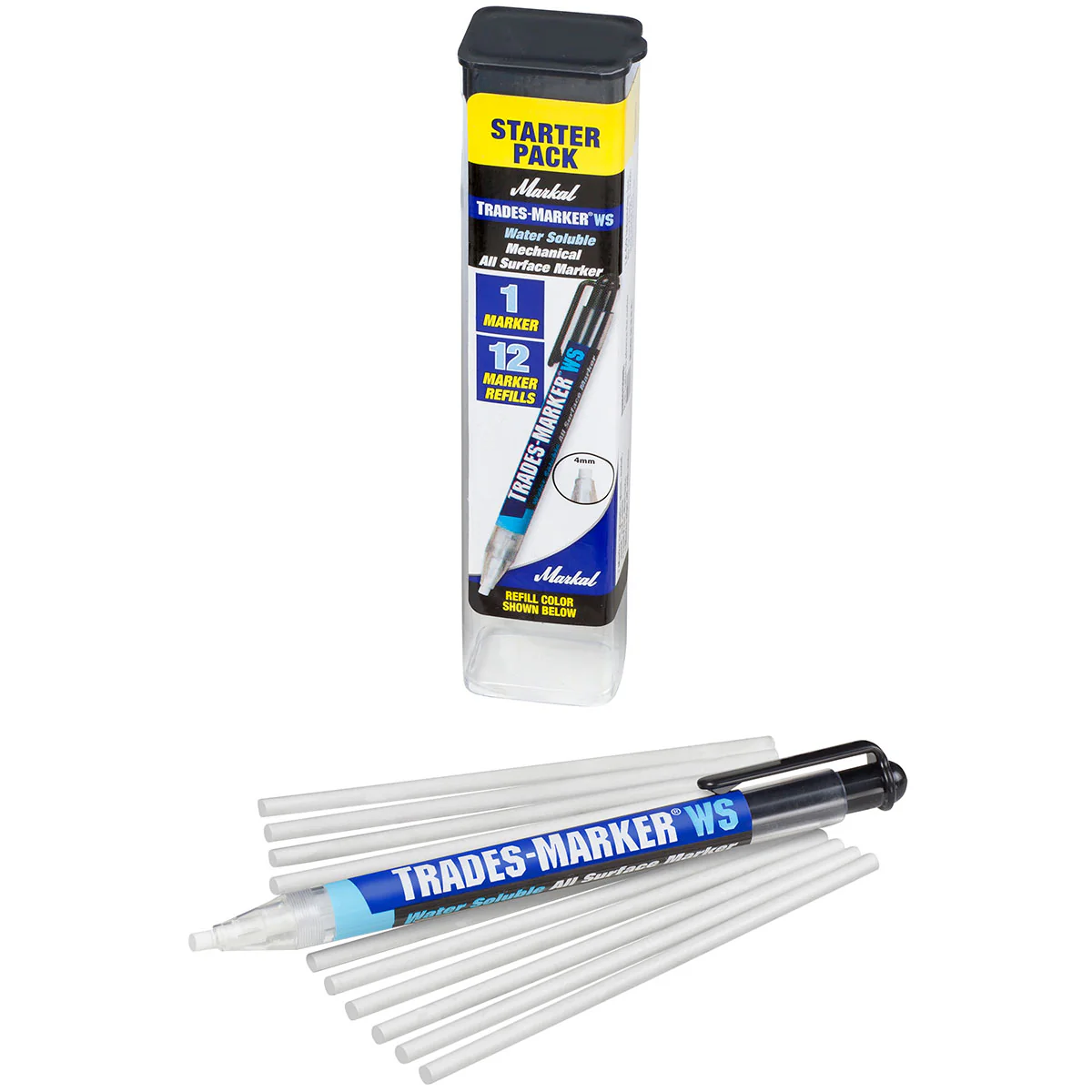 Markal 96190 Trades-Marker WS, 1 Holder/12 Refills, White, 6 Pack - Mactool Shop