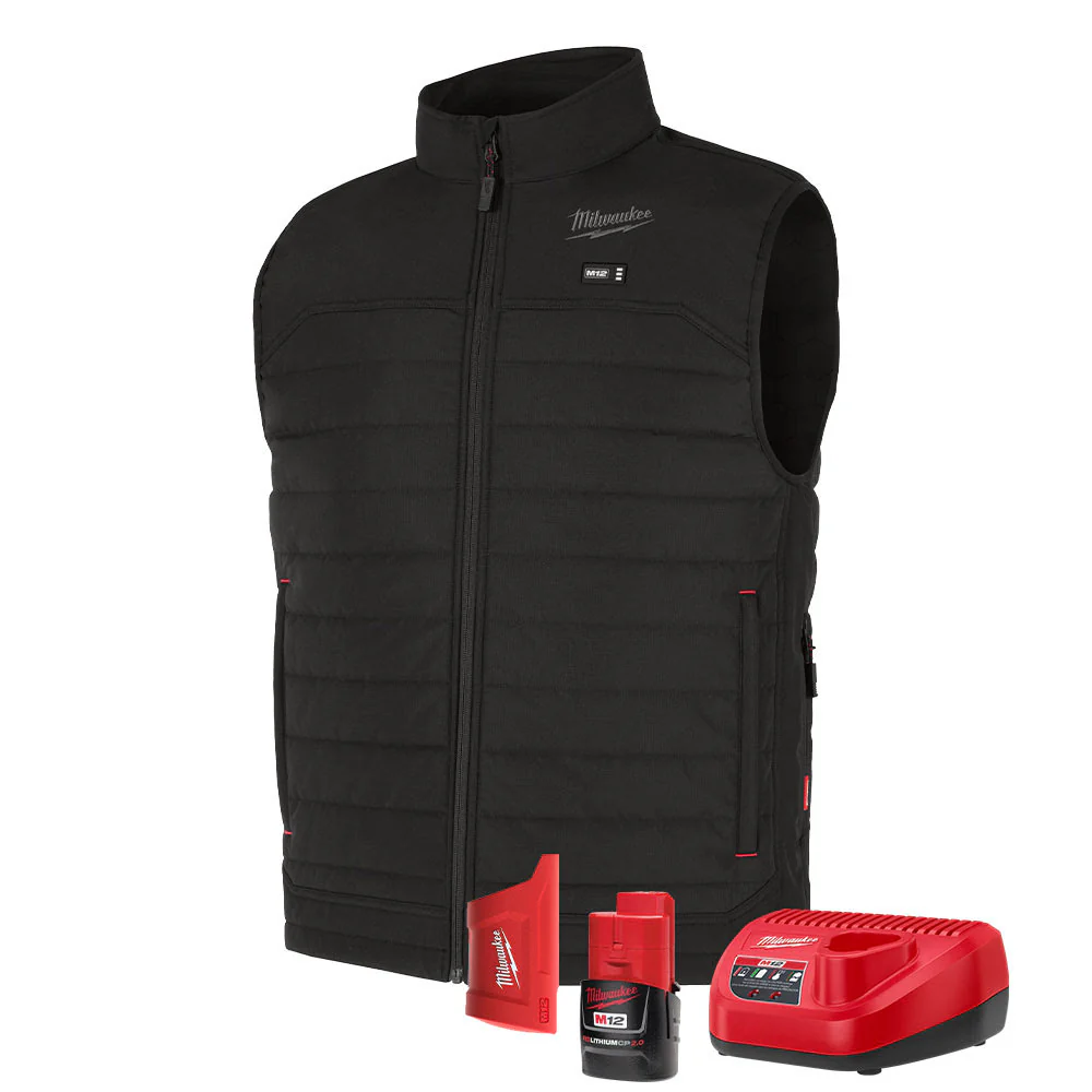 Milwaukee M300B-21 M12 Heated Black Axis Vest with (1) 2.0 Ah Battery and Charger - Mactool Shop