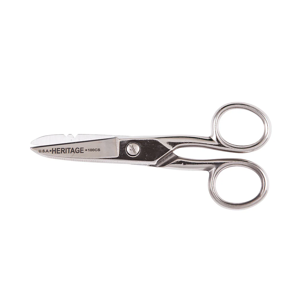 Klein G100CS Electrician Scissor, Stripping Notches, Serrated - Mactool Shop