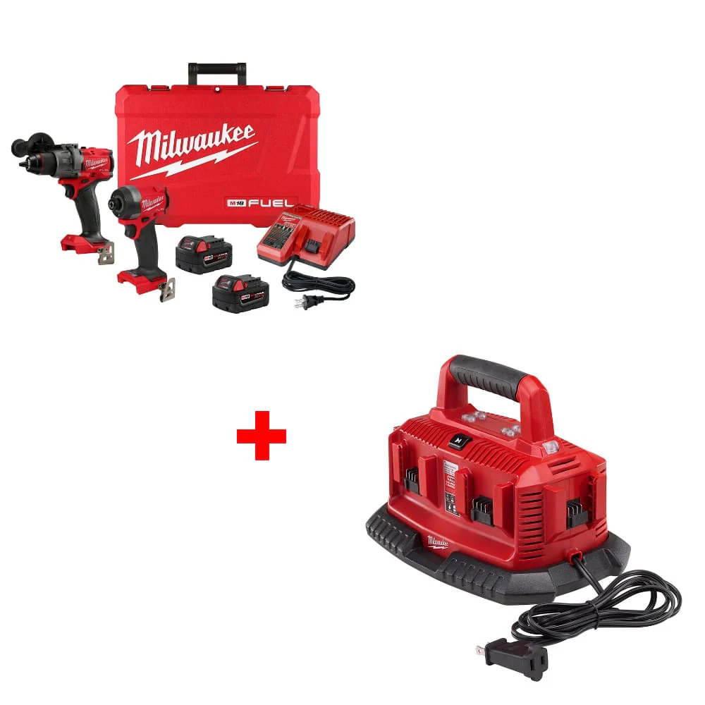 Milwaukee 3697-22 M18 FUEL 2-Tool Combo Kit w/ FREE 48-59-1806 M18 6-Pk Charger - Mactool Shop