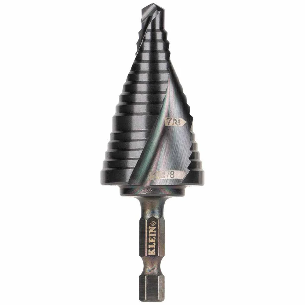 Klein Tools QRST11 Step Drill Bit, Quick Release, Spiral Flute, 7/8 to 1-1/8-Inch - Mactool Shop