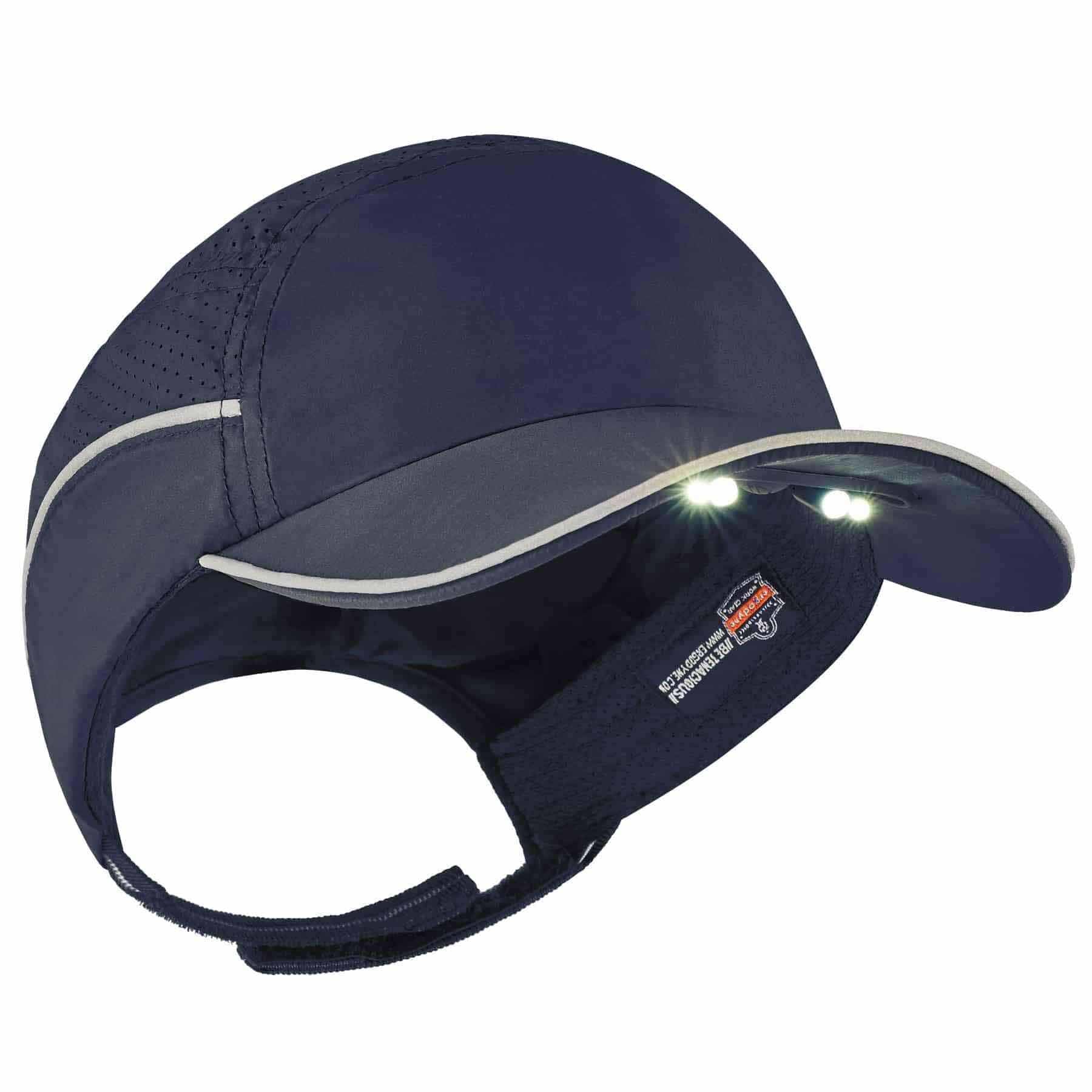 Ergodyne 23339 8965 Long Brim Navy Lightweight Bump Cap Hat + LED Lighting - Mactool Shop