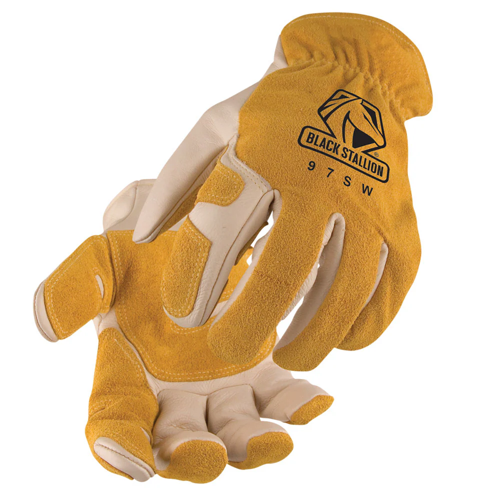 Black Stallion 97SWXL Versatile Grain Cowhide Palm Driver's Glove with Reinforced Palm, X-Large - Mactool Shop