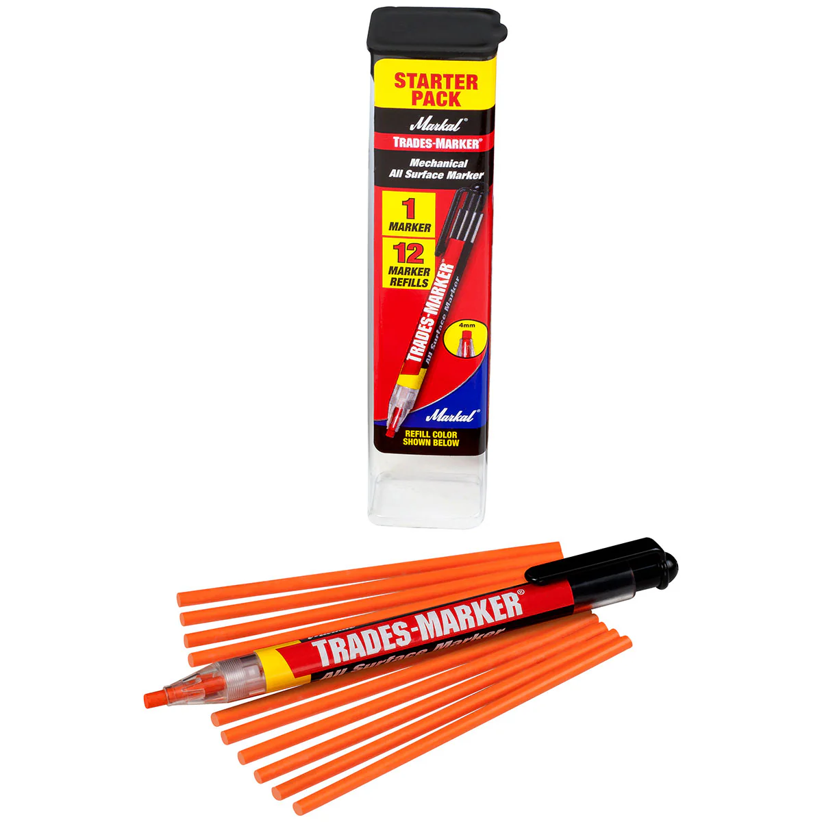Markal 96137 Trades-Marker, 1 Holder/12 Refills, Orange, 6 Pack - Mactool Shop