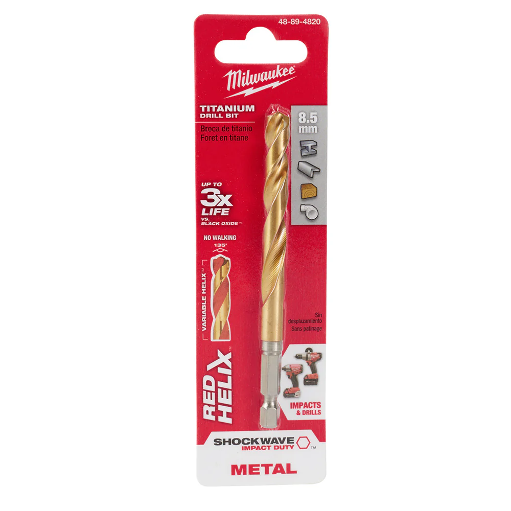 Milwaukee 48-89-4820 8.5mm Metric Titanium SHOCKWAVE™ Red Helix Bit - Mactool Shop