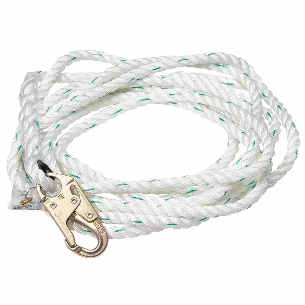 Werner L201015X2R 15' Rope Lifeline w/ 2 Rebar Hooks - Mactool Shop