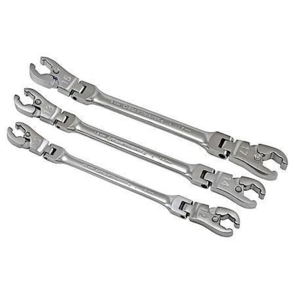 GearWrench 89099 3 Pc. Ratcheting Flex Head Flare Nut Metric Wrench Set - Mactool Shop