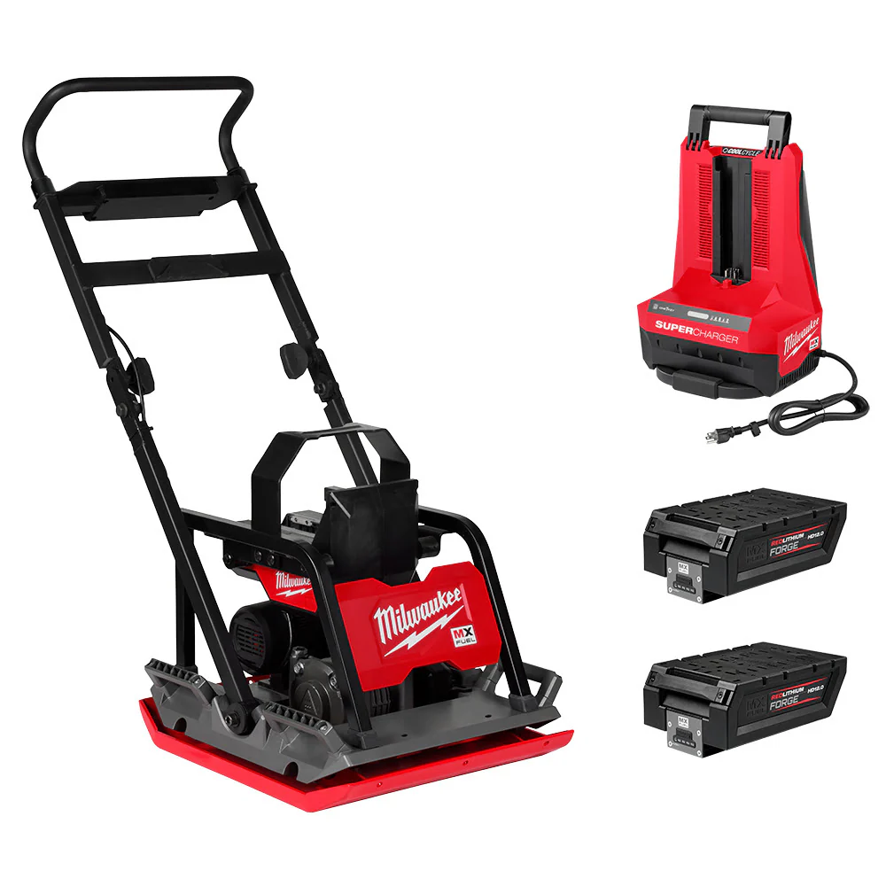Milwaukee MXF220-2HD MX FUEL Lithium-Ion 20 in. Plate Compactor Kit with (2) FORGE HD12.0 Batteries and (1) MX FUEL Super Charger - Mactool Shop