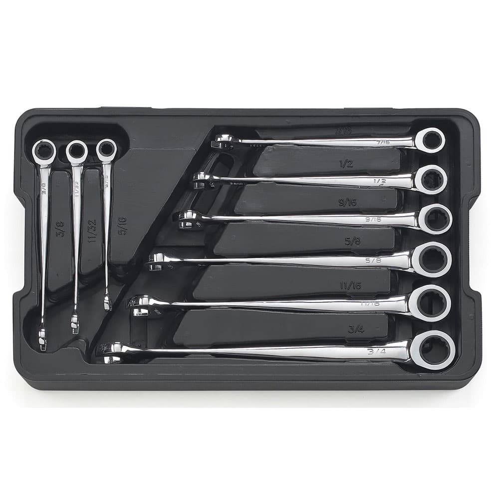 GearWrench 85898 9 Pc. 72-Tooth 12 Point XL X-Beam Ratcheting Combination SAE Wrench Set - Mactool Shop