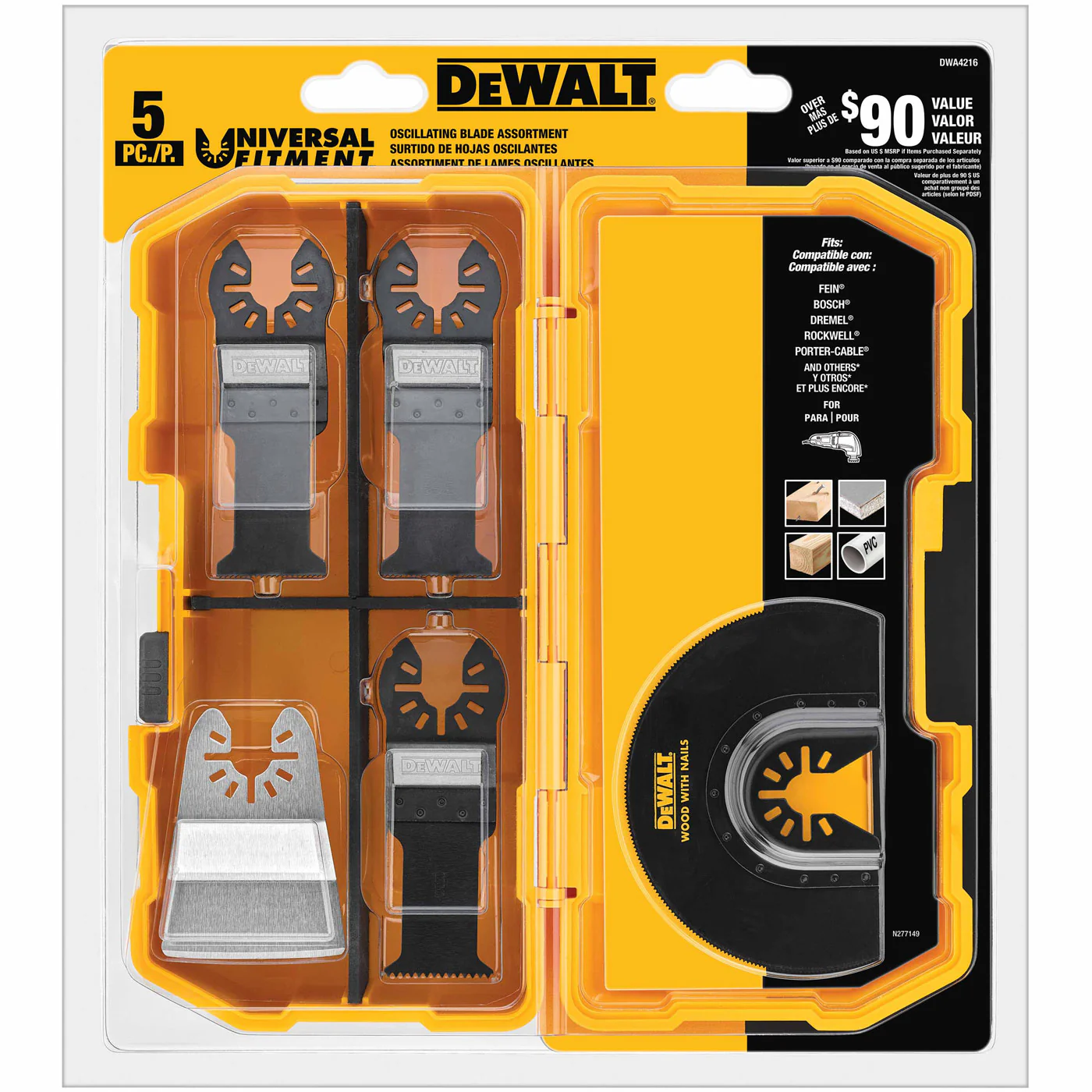 DeWalt DWA4216 5-Piece Universal Fitment Multi-Material Oscillating Tool Accessory Kit with Case - Mactool Shop