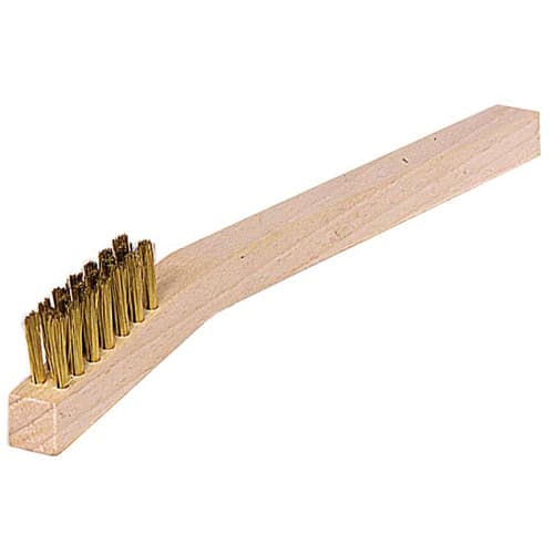 Weiler 44189 Small Hand Wire Scratch Brush, Brass Fill, Wood Block, 3 x 7 Rows - Mactool Shop