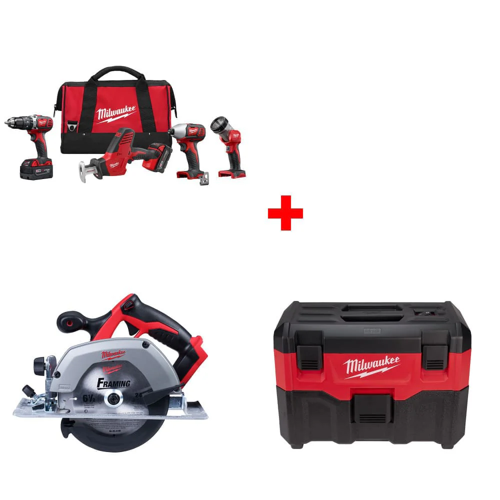 Milwaukee 2695-24 M18 4-Tool Combo Kit w/ FREE 2630-20 6-1/2