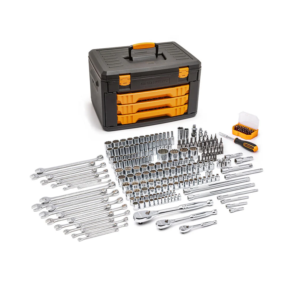 GearWrench 80972 243 Pc. 12 Point Mechanics Tool Set in 3 Drawer Storage Box - Mactool Shop