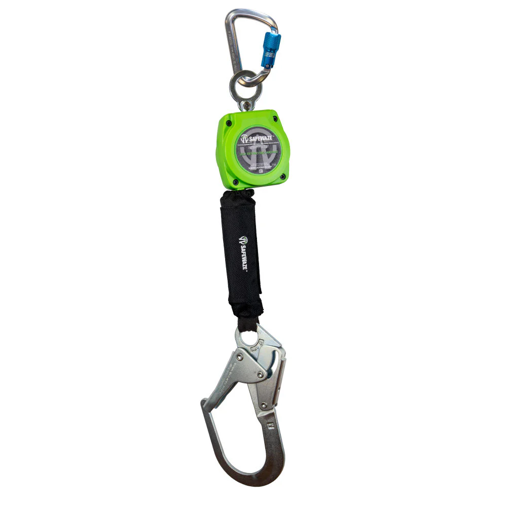 Safewaze 019-5050 6' Single Web Retractable With Aluminum Carabiner And Double Locking Steel Rebar Hook - Mactool Shop