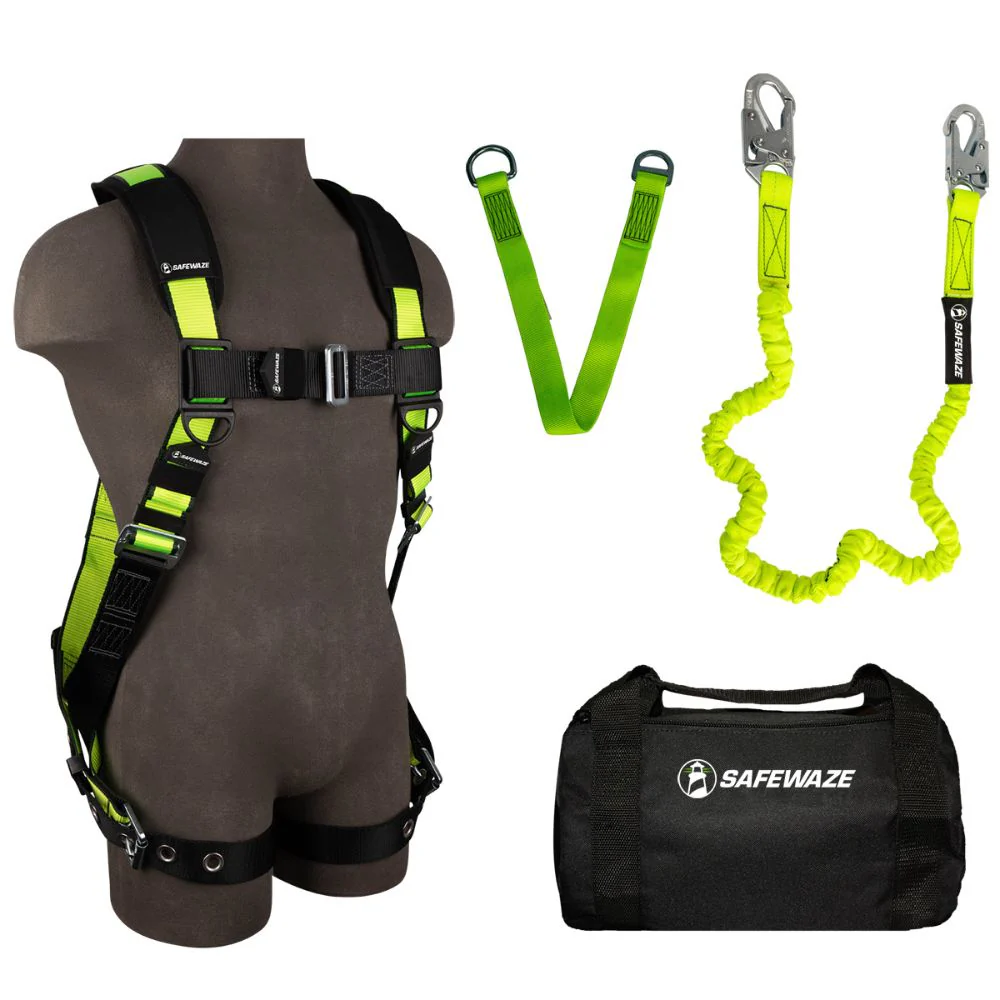 Safewaze FS140-L/XL PRO Bag Kit: FS185-L/XL Harness, FS590 Lanyard, FS811-6 Anchor, FS8125 Bag, L/XL - Mactool Shop