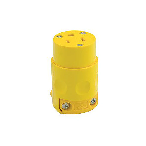 Leviton 515CV 2 Pole, 3 Wire Connector, Straight Blade - Yellow - Mactool Shop