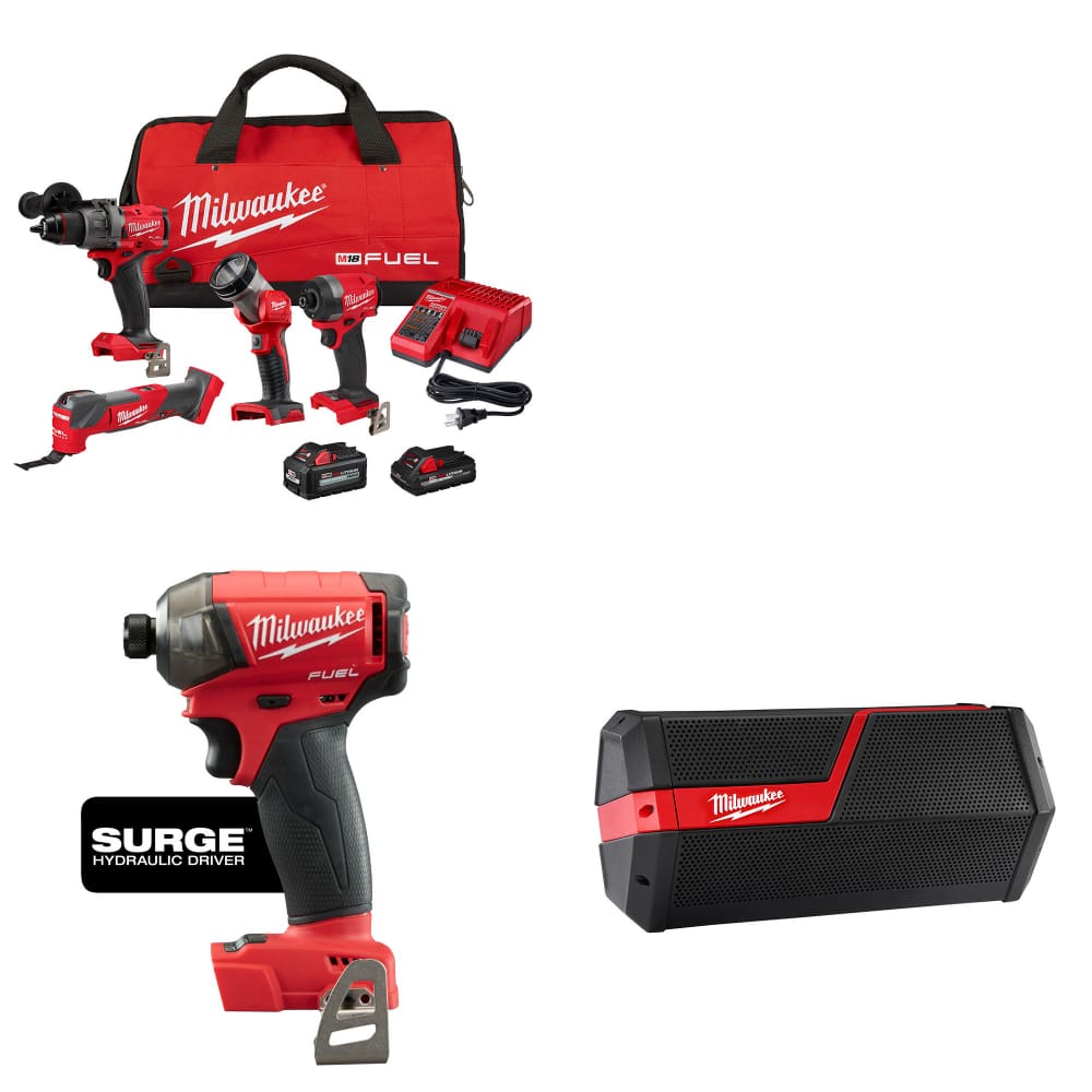 Milwaukee 3698-24MT M18 4-Tool Combo Kit W/ FREE Haydraulic Driver & Speaker - Mactool Shop