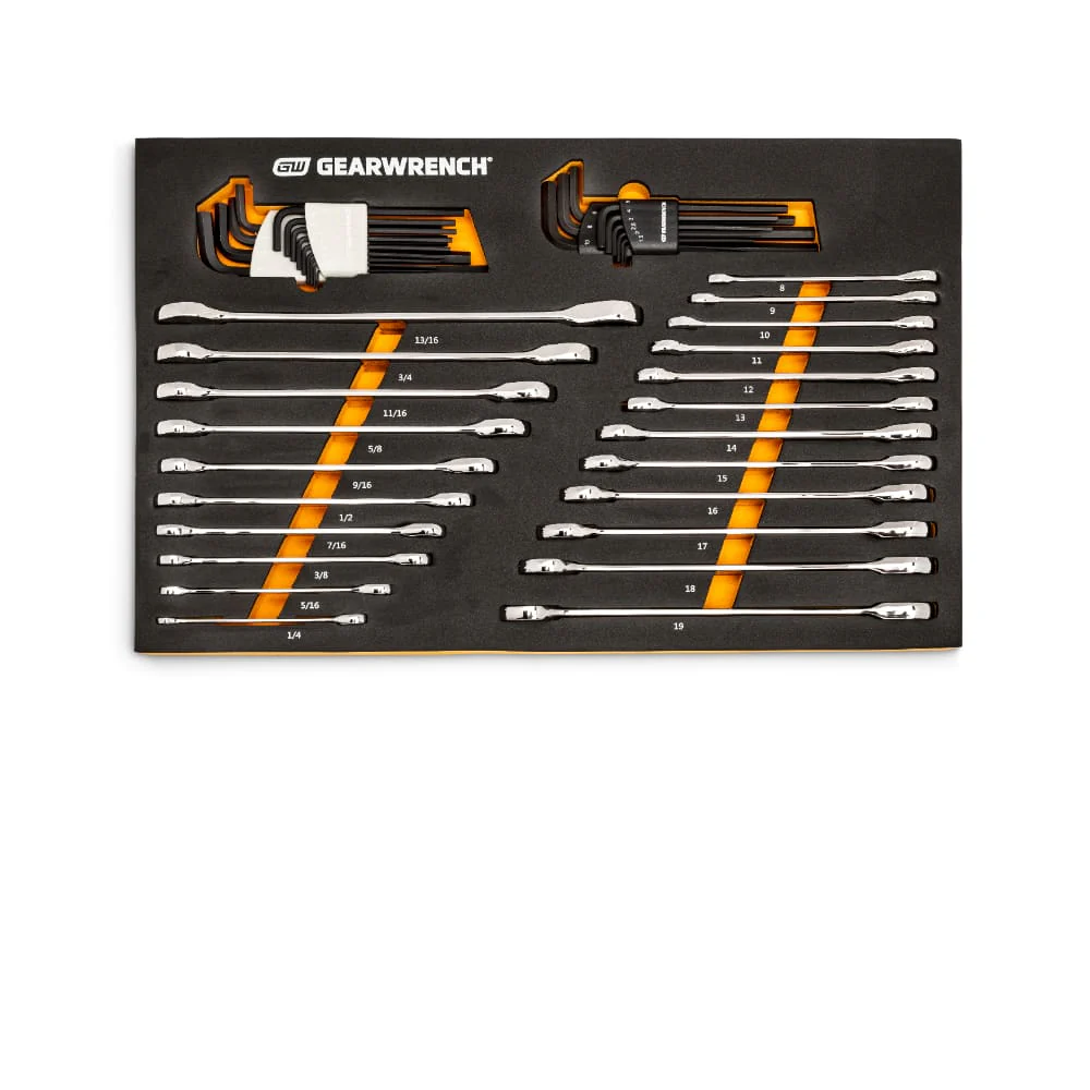 GearWrench 86528 44 Pc. 90-Tooth SAE/Metric Ratcheting Wrench and Hex Key Set - Mactool Shop