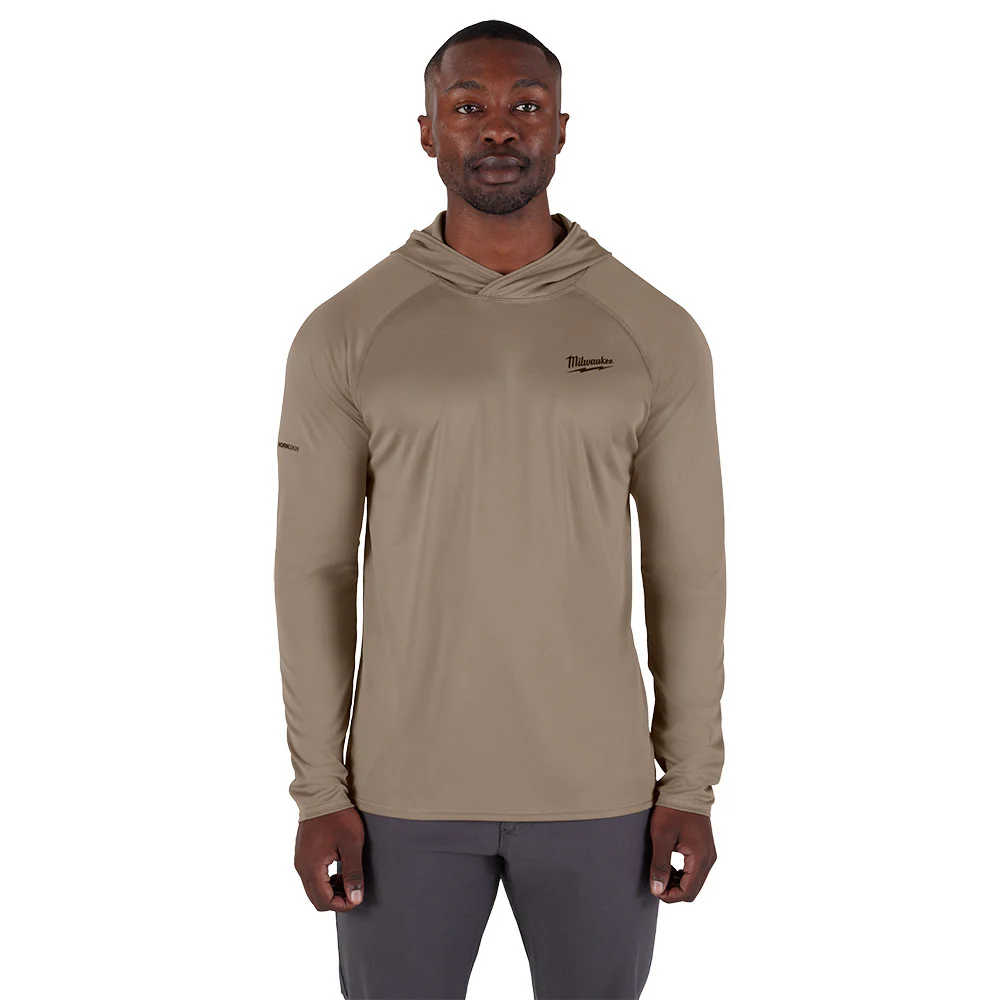 Milwaukee M550N-L WORKSKIN Hooded Sun Shirt - SANDSTONE L - Mactool Shop
