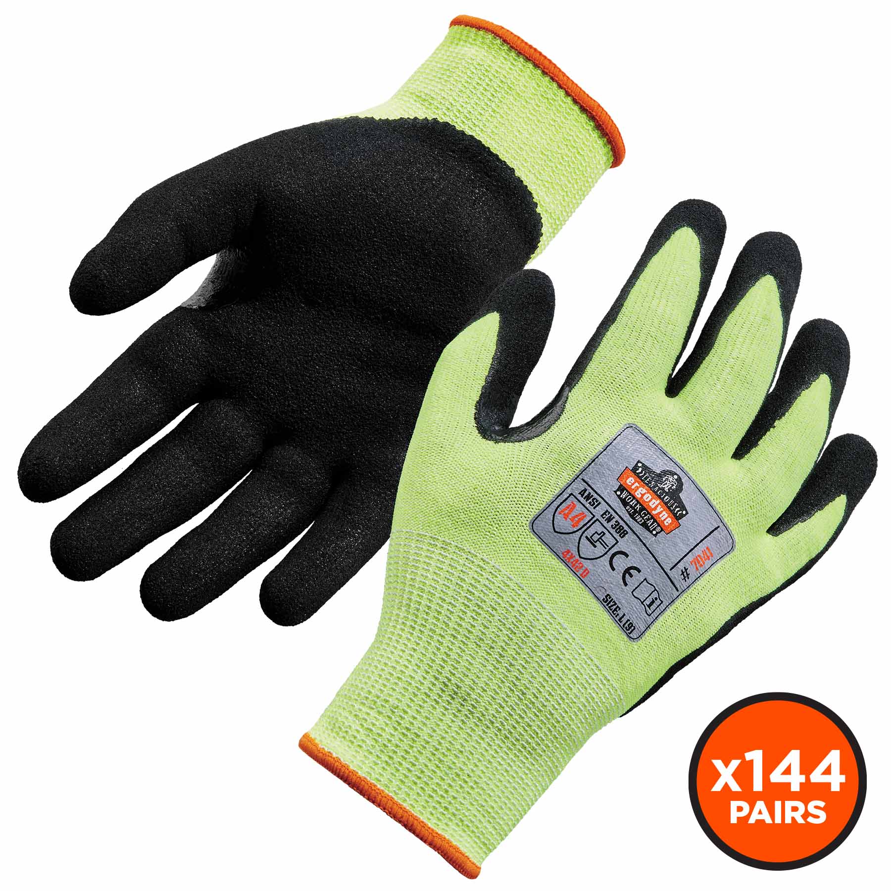 Ergodyne 17822 7041-CASE S Lime ANSI A4 Nitrile-Coated CR Gloves 144-Pair - Mactool Shop