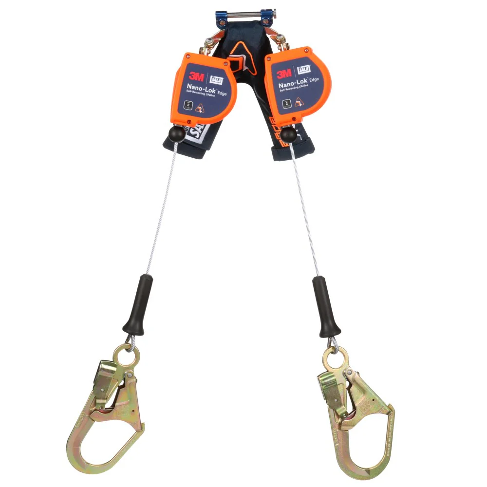 DBI Sala 3500278 Nano-Lok Edge Twin-Leg Personal Self Retracting Lifeline, Cable, Steel Rebar Hook, 7.3 ft, Class 2, ANSI - Mactool Shop