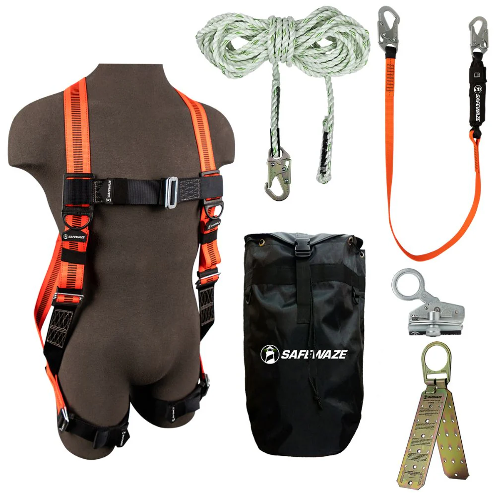 Safewaze 020-3120 V-Line Bag Roof Kit: FS99280-E Harn, FS700-100 VLL, FS1118-DC Grab, FS88560-E Lan, FS870 Anchor, FS8185 Bag - Mactool Shop