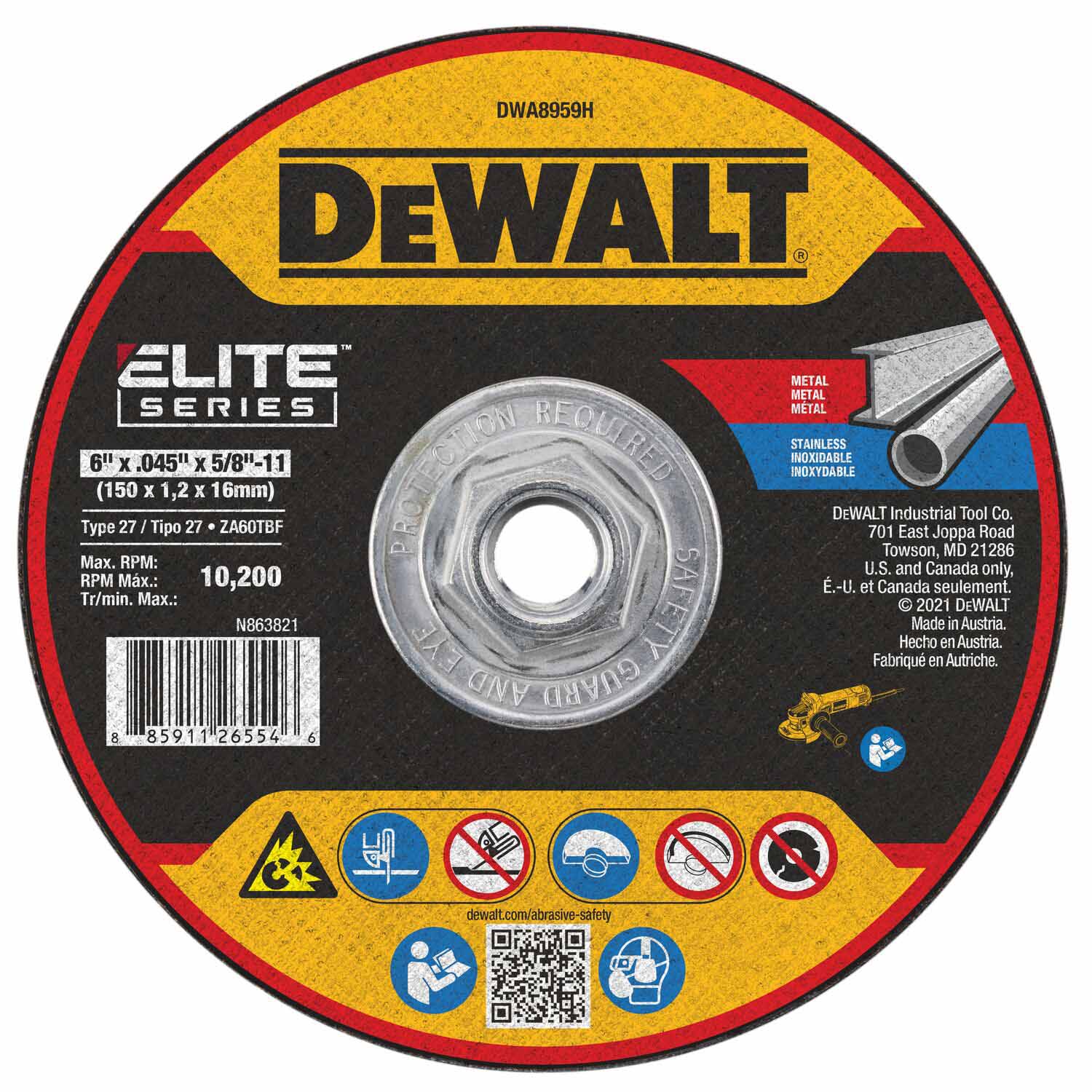 DeWalt DWA8959H Elite Series 6 x .045 x 5/8-11 XP T27 Cutting - Mactool Shop