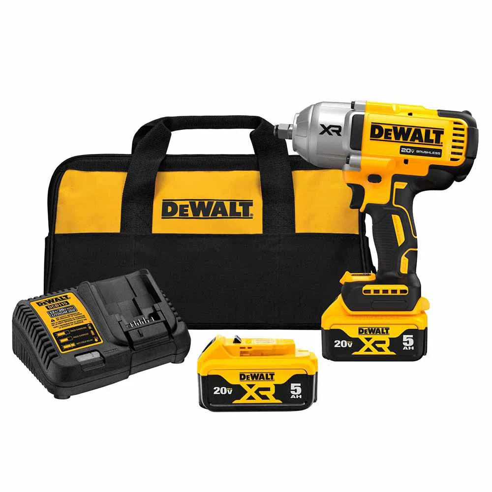 DeWalt DCF900P2 20V MAX* XR 1/2 In. High Torque Impact Wrench with Hog Ring Anvil with (2) 5.0 Ah Battery & Charger Kit - Mactool Shop