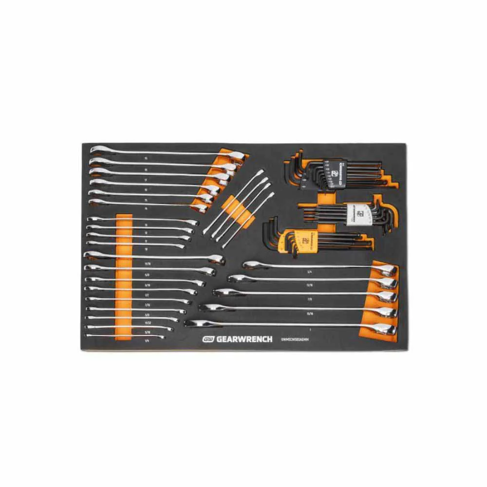 Gearwrench GWMSCWS6SAEMM 59 Piece 6 Point Combination Wrench and Hex Key Set in Foam Storage Tray - Mactool Shop