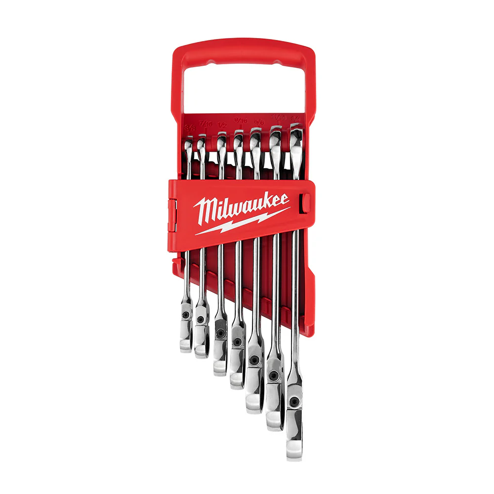 Milwaukee 48-22-9429 7pc Flex Head Ratcheting Wrench Set - SAE - Mactool Shop